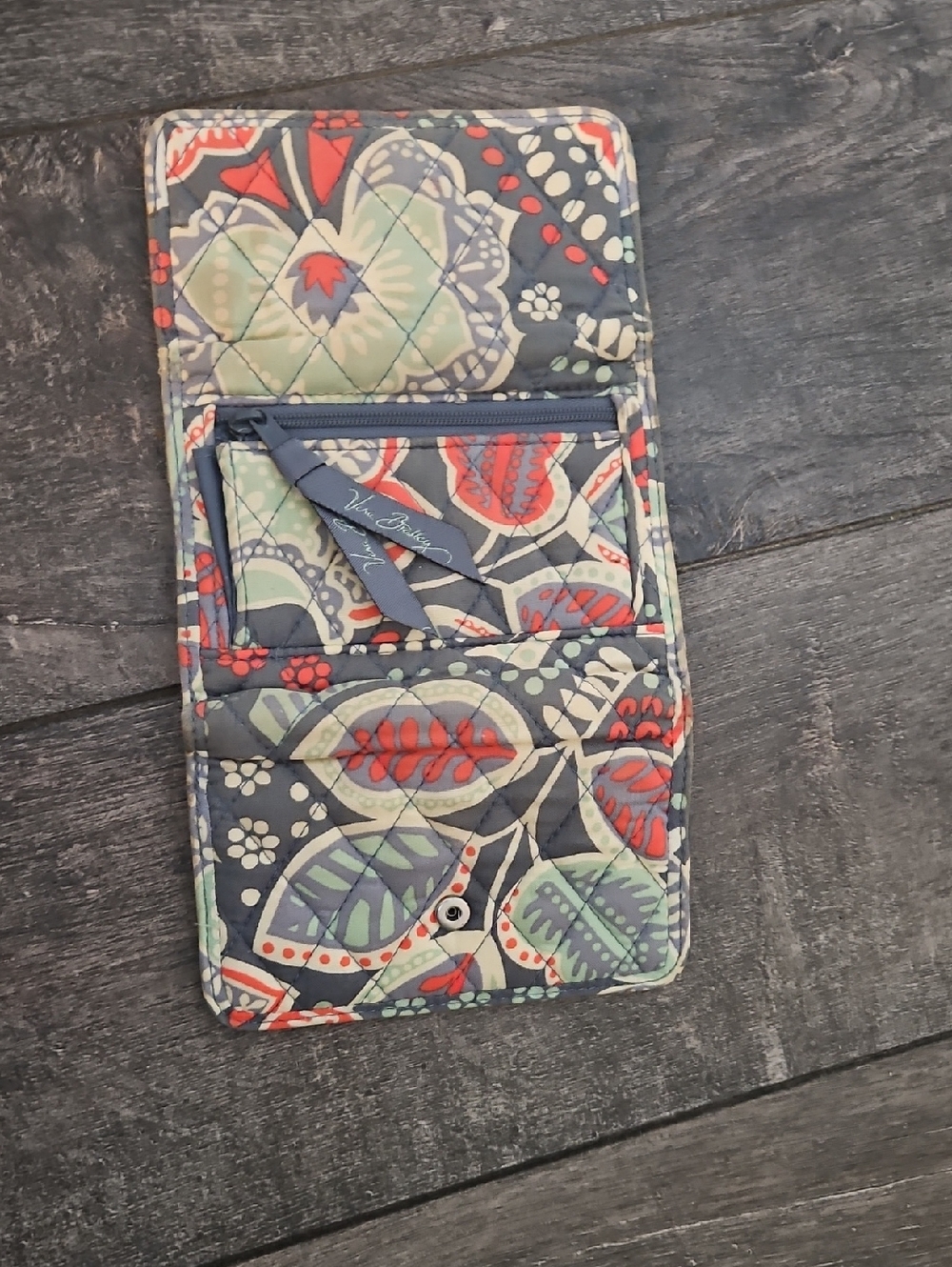 Vera Bradley Quilted Foldover Wallet in Navy Multi Floral